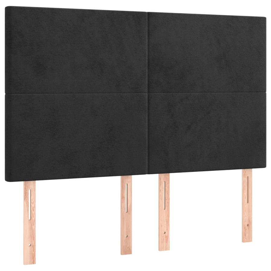 Boxspring Met Matras En Led Fluweel Zwart 140 x 200 cm Effen ontwerp