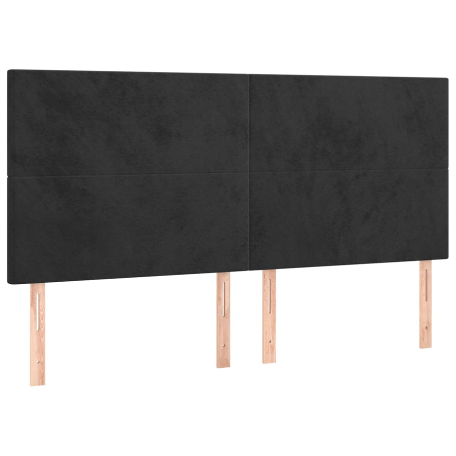 Boxspring Met Matras En Led Fluweel Zwart 180 x 200 cm Effen ontwerp