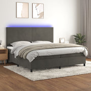 Boxspring met matras LED donkergrijs 200x200 cm