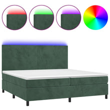 Boxspring met matras en LED fluweel donkergroen 200x200 cm 200 x 200 cm Effen ontwerp