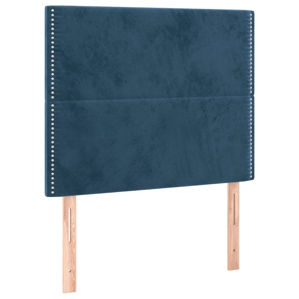 Boxspring Met Matras En Led Fluweel Donkerblauw 90 x 200 cm Effen met spijkers