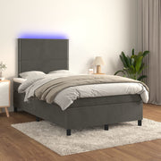 Boxspring 120x200 cm fluweel donkergrijs met matras en LED