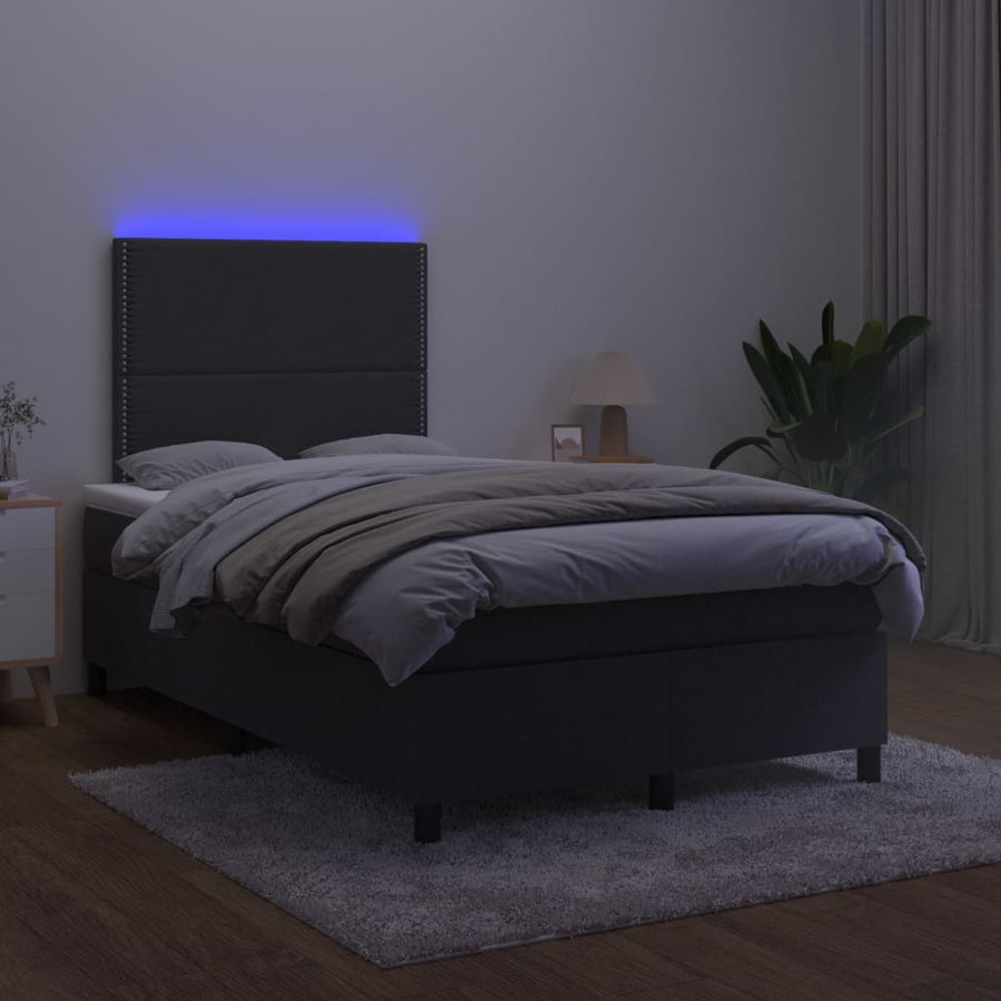 Boxspring Met Matras En Led Fluweel Zwart 120 x 200 cm Effen met spijkers