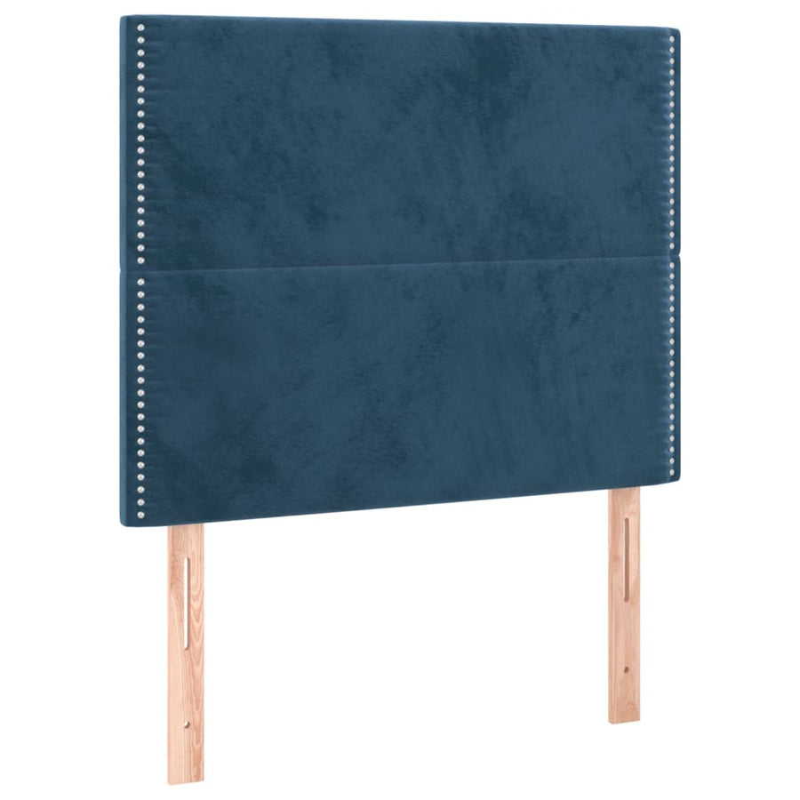 Boxspring Met Matras En Led Fluweel Donkerblauw 120 x 200 cm Effen met spijkers
