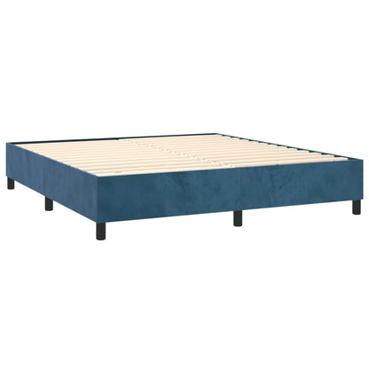 Boxspring Met Matras En Led Fluweel Donkerblauw 160 x 200 cm Effen met spijkers
