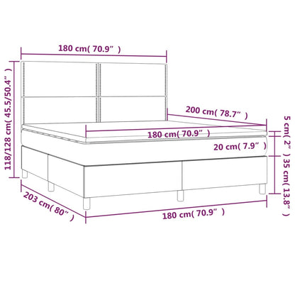Boxspring Met Matras En Led Fluweel Donkergrijs 180 x 200 cm Effen met spijkers