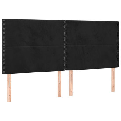 Boxspring Met Matras En Led Fluweel Zwart 200 x 200 cm Effen met spijkers