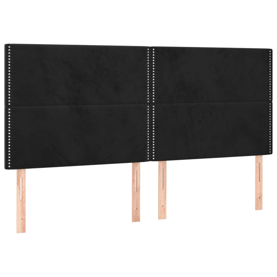 Boxspring Met Matras En Led Fluweel Zwart 200 x 200 cm Effen met spijkers
