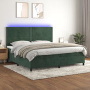 Boxspring met matras en LED 200x200 cm donkergroen
