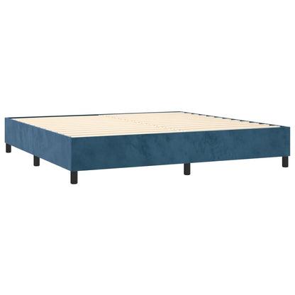 Boxspring Met Matras En Led Fluweel Donkerblauw 200 x 200 cm Effen met spijkers