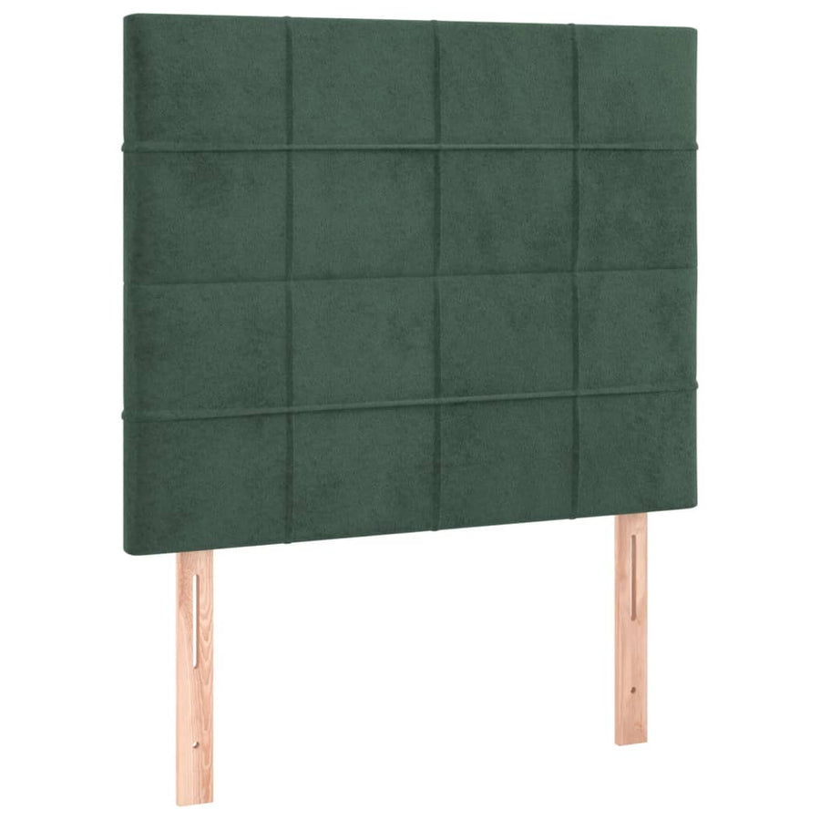 Boxspring met matras en LED fluweel donkergroen 90x190 cm 90 x 190 cm Blok met vierkanten