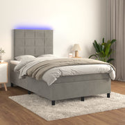 Boxspring met matras 120x200 cm lichtgrijs fluweel LED
