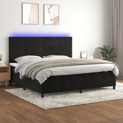 Boxspring met matras en LED fluweel zwart 200x200 cm