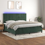 Boxspring met matras en LED 200x200 cm donkergroen