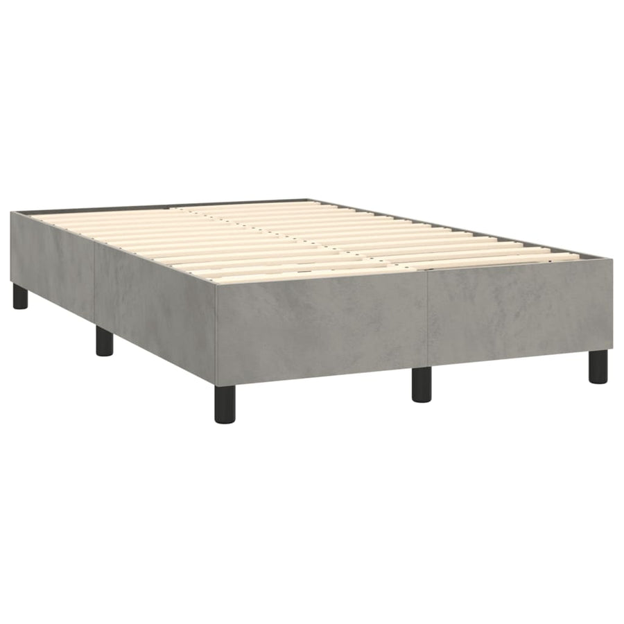 Boxspring Met Matras En Led Fluweel Lichtgrijs 120 x 200 cm Horizontale strepen