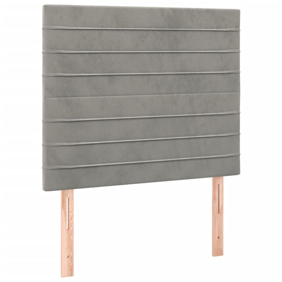 Boxspring Met Matras En Led Fluweel Lichtgrijs 120 x 200 cm Horizontale strepen