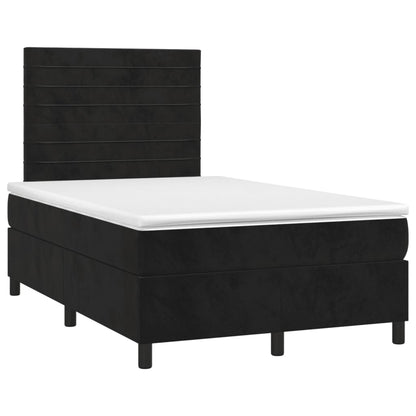 Boxspring Met Matras En Led Fluweel Zwart 120 x 200 cm Horizontale strepen