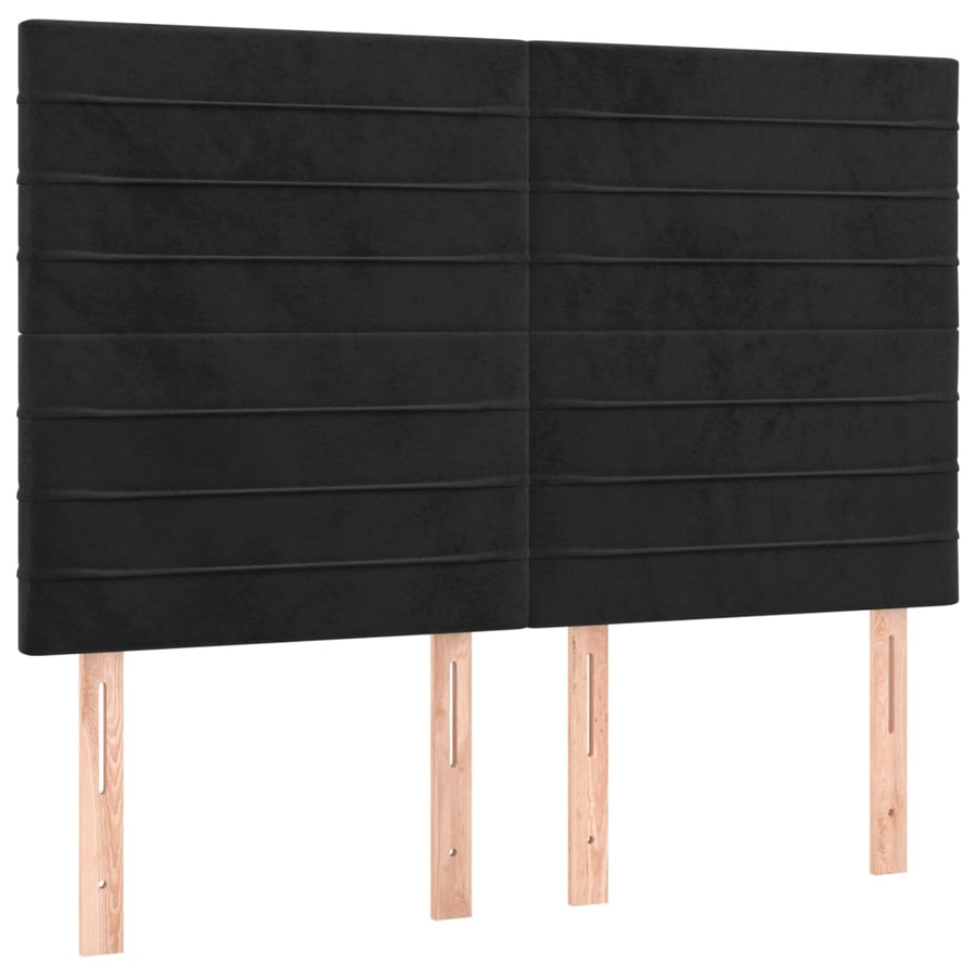 Boxspring met matras en LED fluweel zwart 140x190 cm 140 x 190 cm Horizontale strepen