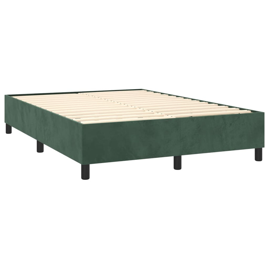 Boxspring met matras en LED fluweel donkergroen 140x200 cm 140 x 200 cm Horizontale strepen