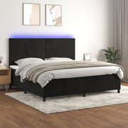 Boxspring met matras en LED 200x200 cm zwart fluweel