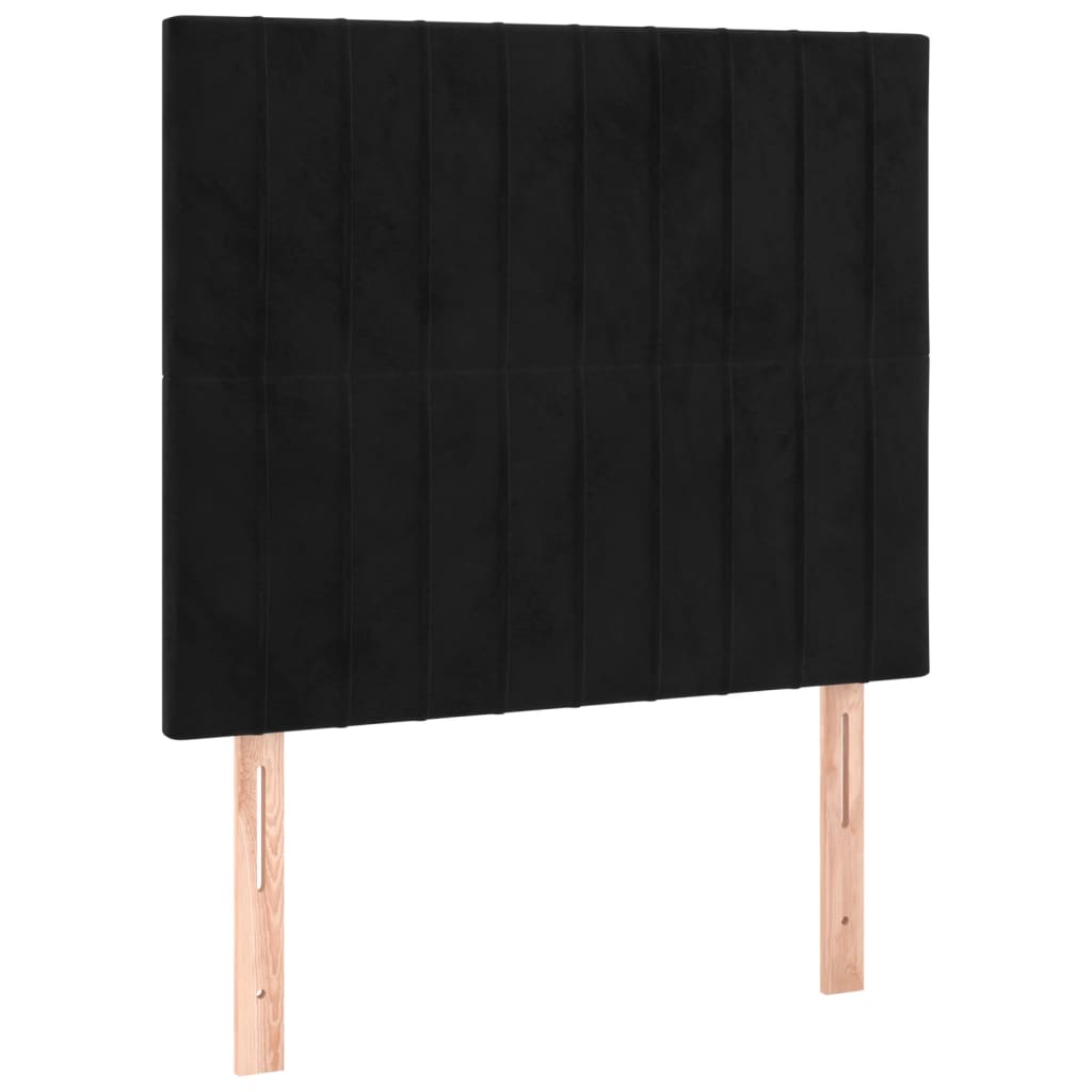 Boxspring Met Matras En Led Fluweel Zwart 80 x 200 cm Verticale strepen