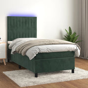 Boxspring met matras en LED 90x190 cm donkergroen fluweel