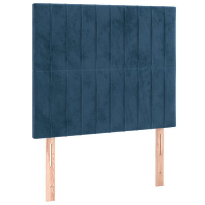 Boxspring Met Matras En Led Fluweel Donkerblauw 90 x 200 cm Verticale strepen