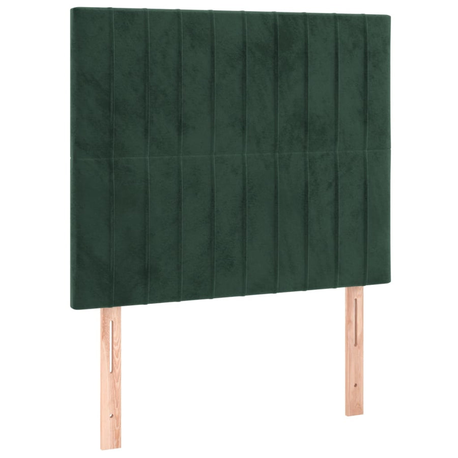 Boxspring Met Matras En Led Fluweel Donkergroen 100 x 200 cm Verticale strepen