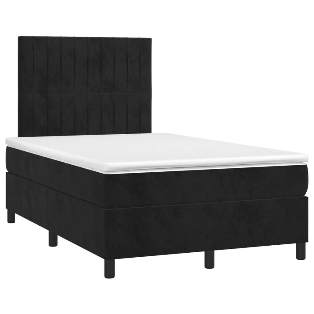 Boxspring Met Matras En Led Fluweel Zwart 120 x 200 cm Verticale strepen