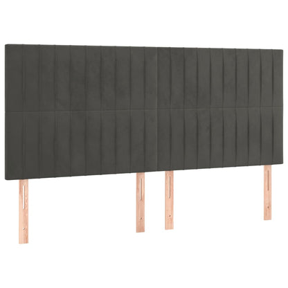 Boxspring Met Matras En Led Fluweel Donkergrijs 160 x 200 cm Verticale strepen