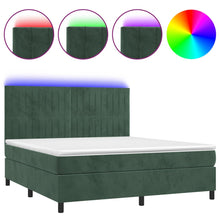 Boxspring Met Matras En Led Fluweel Donkergroen 180 x 200 cm Verticale strepen