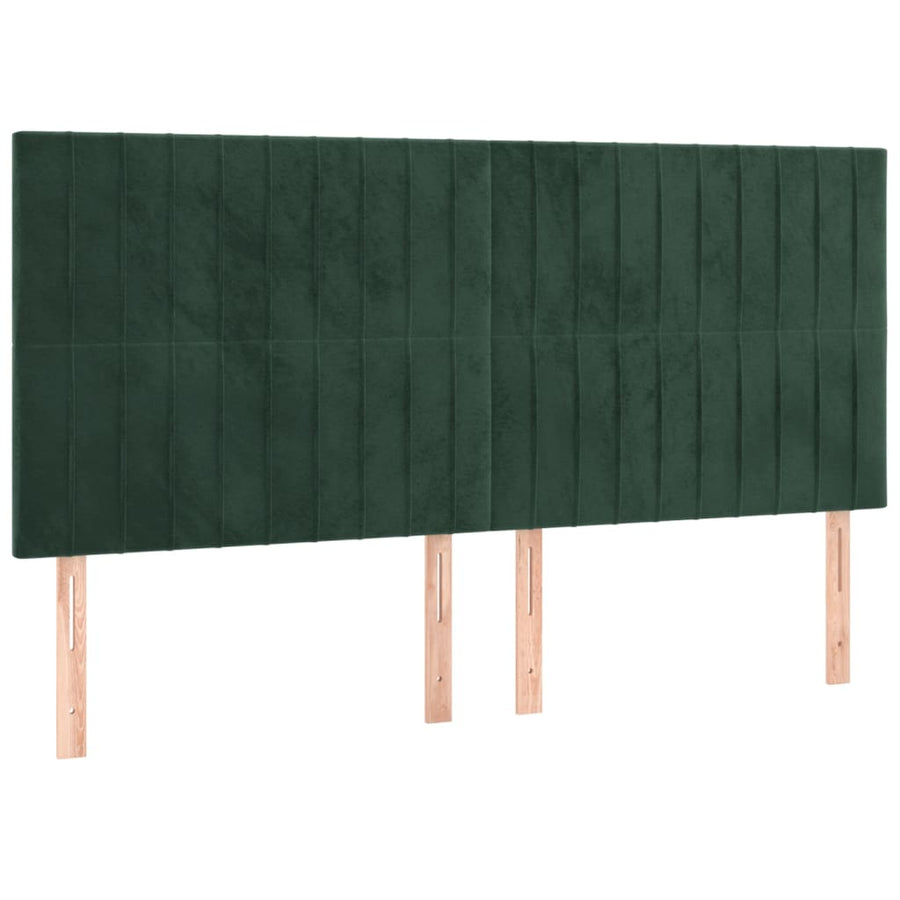 Boxspring Met Matras En Led Fluweel Donkergroen 180 x 200 cm Verticale strepen