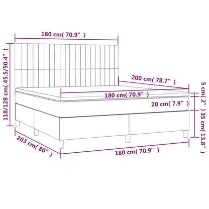 Boxspring Met Matras En Led Fluweel Roze 180 x 200 cm Verticale strepen