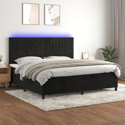Boxspring met matras en LED 200x200 cm zwart fluweel