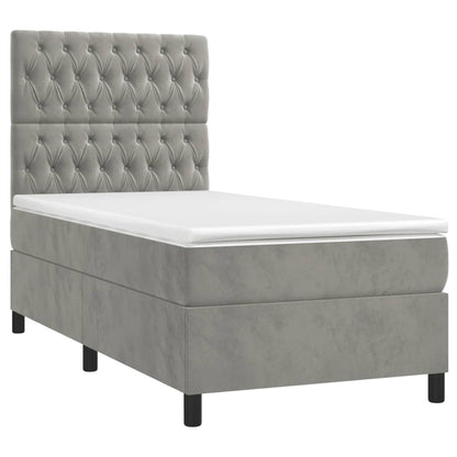 Boxspring Met Matras En Led Fluweel Lichtgrijs 80 x 200 cm Getuft ontwerp