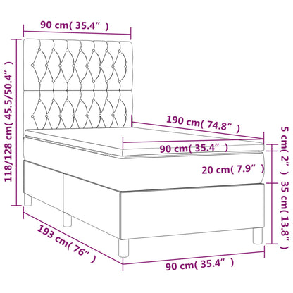 Boxspring Met Matras En Led Fluweel Donkerblauw 90 x 190 cm Getuft ontwerp