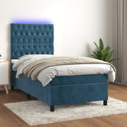Boxspring met matras en LED 90x190 cm donkerblauw