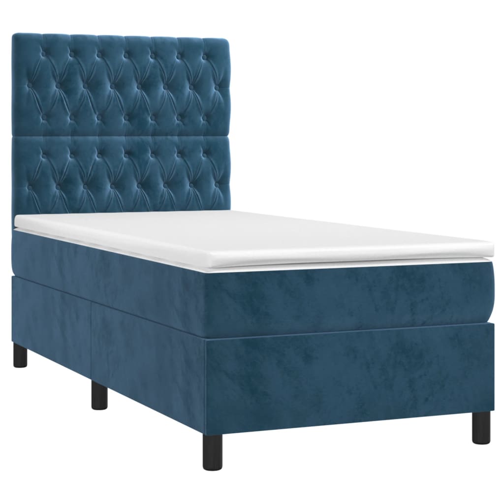 Boxspring Met Matras En Led Fluweel Donkerblauw 90 x 200 cm Getuft ontwerp