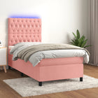 Boxspring Met Matras En Led Fluweel Roze 90 x 200 cm Getuft ontwerp