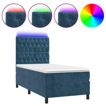 Boxspring Met Matras En Led Fluweel Donkerblauw 100 x 200 cm Getuft ontwerp
