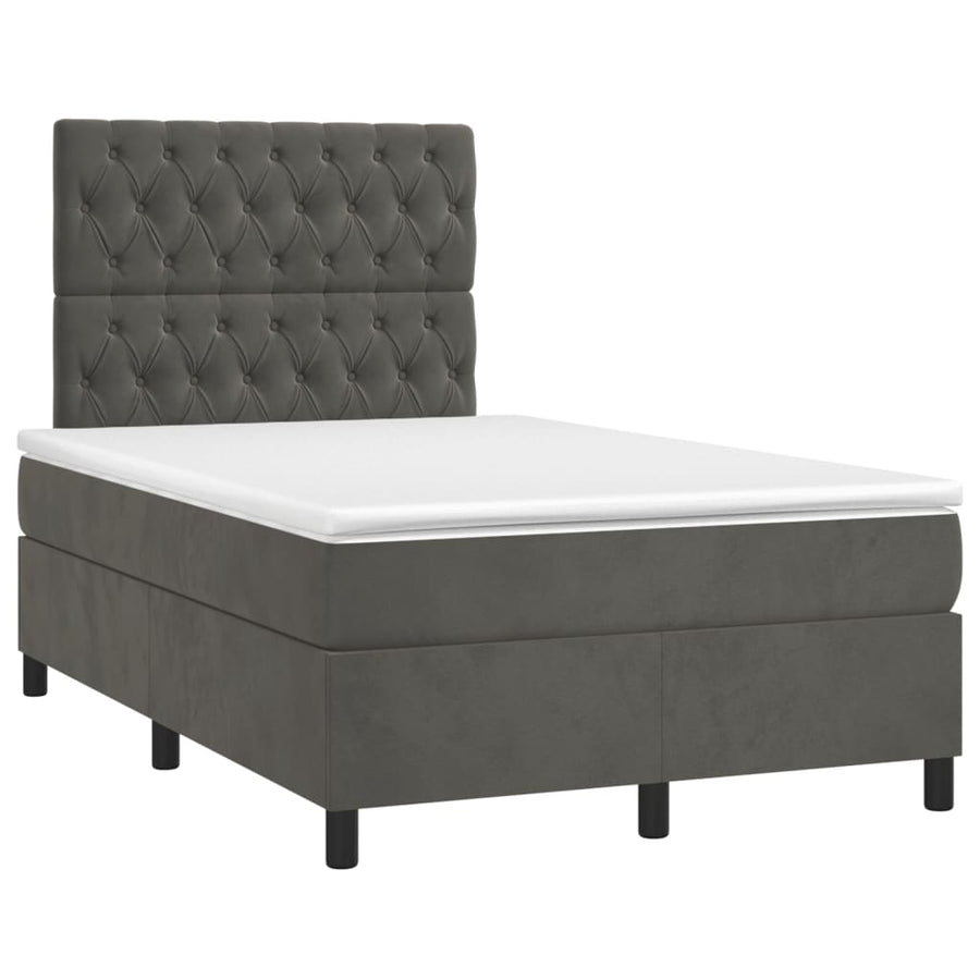 Boxspring Met Matras En Led Fluweel Donkergrijs 120 x 200 cm Getuft ontwerp