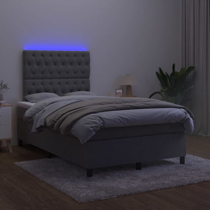 Boxspring Met Matras En Led Fluweel Donkergrijs 120 x 200 cm Getuft ontwerp