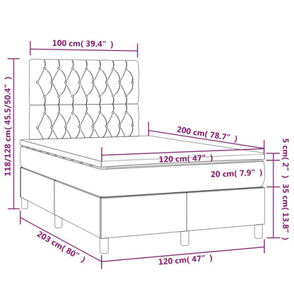 Boxspring Met Matras En Led Fluweel Donkergrijs 120 x 200 cm Getuft ontwerp