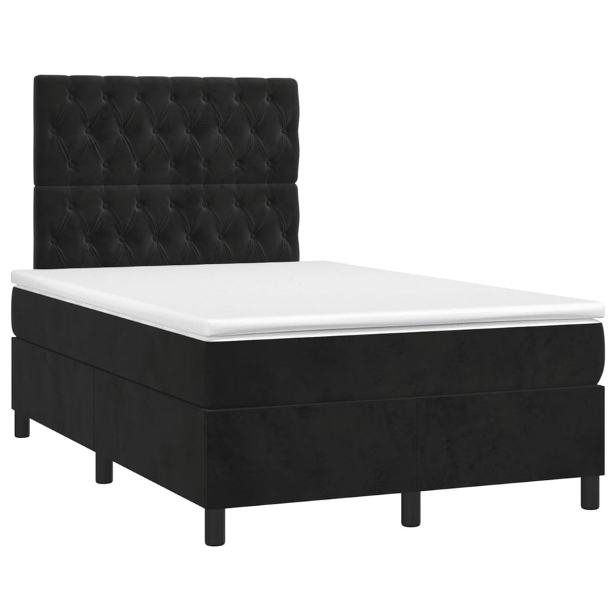Boxspring Met Matras En Led Fluweel Zwart 120 x 200 cm Getuft ontwerp
