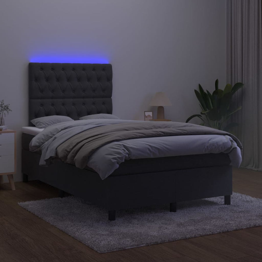 Boxspring Met Matras En Led Fluweel Zwart 120 x 200 cm Getuft ontwerp