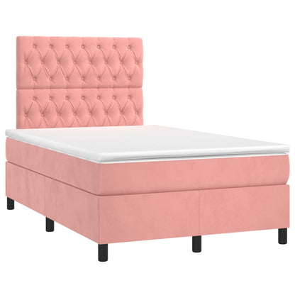 Boxspring Met Matras En Led Fluweel Roze 120 x 200 cm Getuft ontwerp
