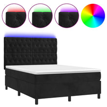 Boxspring Met Matras En Led Fluweel Zwart 140 x 190 cm Getuft ontwerp