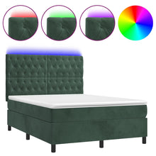 Boxspring Met Matras En Led Fluweel Donkergroen 140 x 190 cm Getuft ontwerp