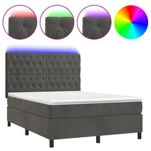 Boxspring Met Matras En Led Fluweel Donkergrijs 140 x 200 cm Getuft ontwerp