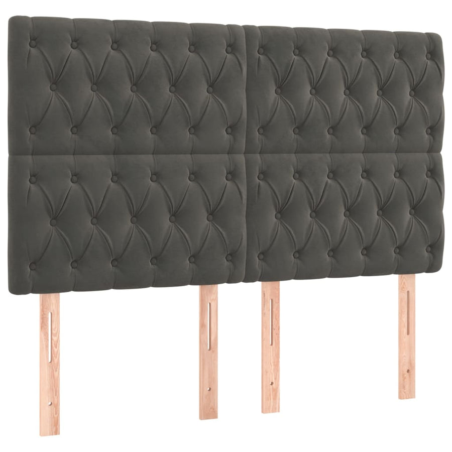Boxspring Met Matras En Led Fluweel Donkergrijs 140 x 200 cm Getuft ontwerp